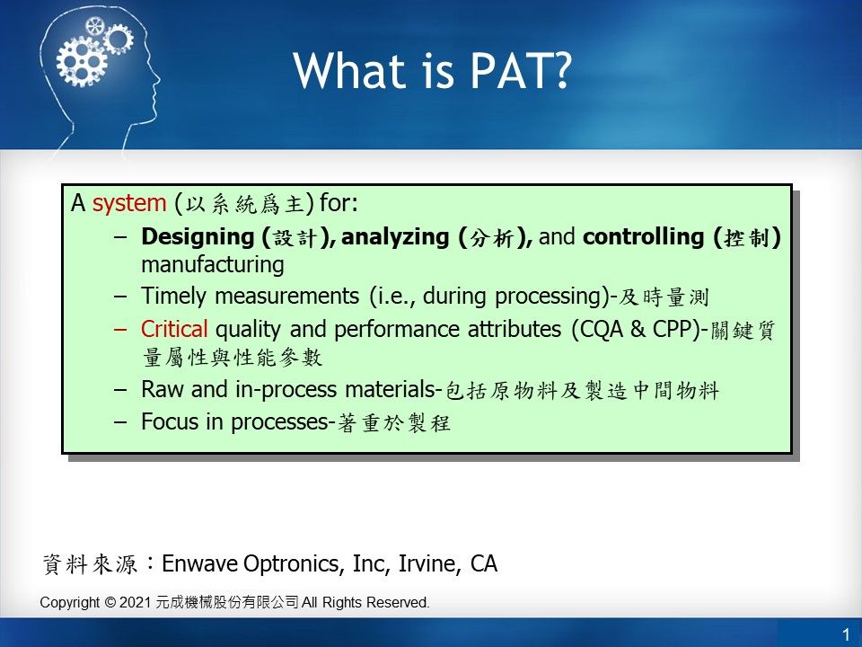 製藥製程分析技術系統(PAT)